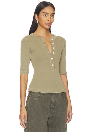 Citizens of Humanity Nali Short Sleeve Henley Top in Olive
