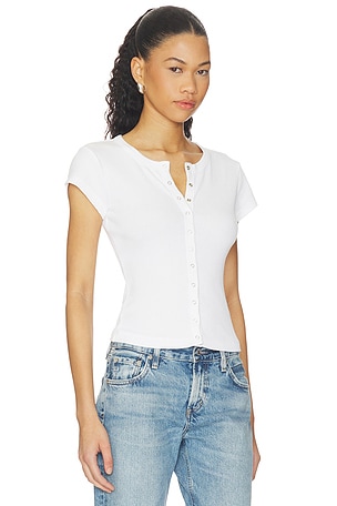 Citizens of Humanity Tabi Short Sleeve Cardigan in White