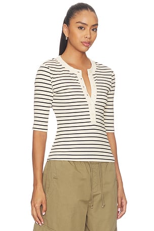 Citizens of Humanity Nali Short Sleeve Henley in Taupe