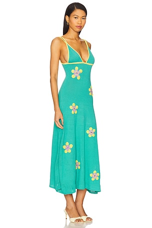 Capittana Carolina Flowers Dress in Teal