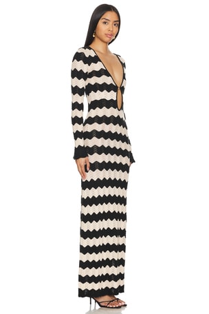 Capittana Ella Stripes Knitted Maxi Dress in Black