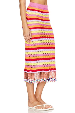 Capittana Sally Multicolor Midi Skirt in Pink,Red