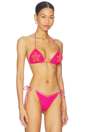 Capittana Trinidad Flower Top in Fuchsia