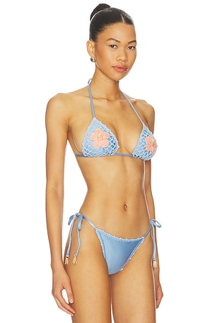 Capittana Missy Flowers Top in Blue,Coral