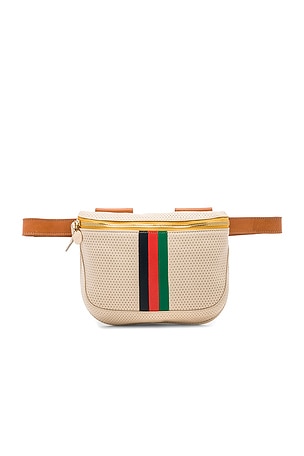 Clare V. Fanny Pack Desert Stripe in Cream Micro Perforated Stripes REVOLVE