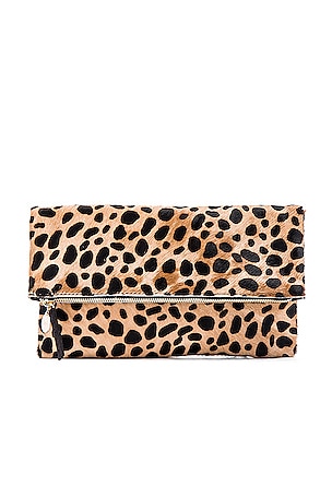 Foldover Calf Hair Clutch