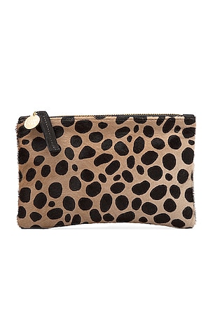 Clare V oversided top clutch leopard