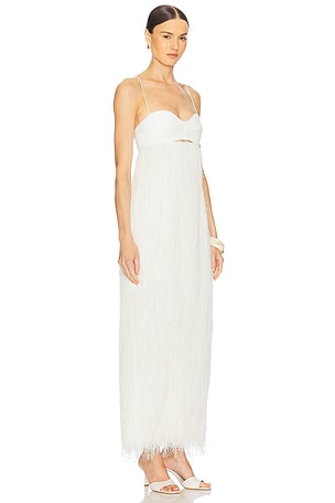 Clea Selene Fringe Longline Dress in Cream