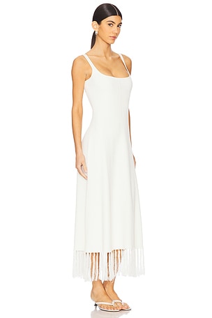 Clea Silas Fringe Knit Dress in Cream