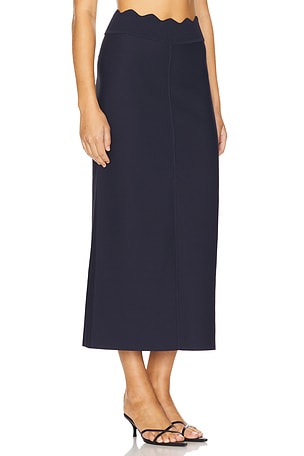 Clea Lennon Crepe Knit Skirt in Navy