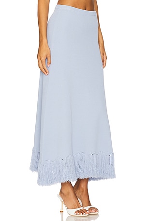 Clea Clarissa Fringe Knit Skirt in Baby Blue