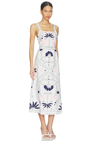 Cleobella Carmen Midi Dress in White,Sage