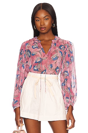 トップス Bibiy. EMILY FLOWER BLOUSE Cleobella Emily Blouse in Lotus Print | REVOLVE