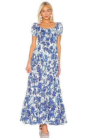 CAROLINE CONSTAS Bardot Maxi Dress in Blue Multi | REVOLVE CAROLINE CONSTAS Bardot Maxi Dress in Blue Multi | REVOLVE