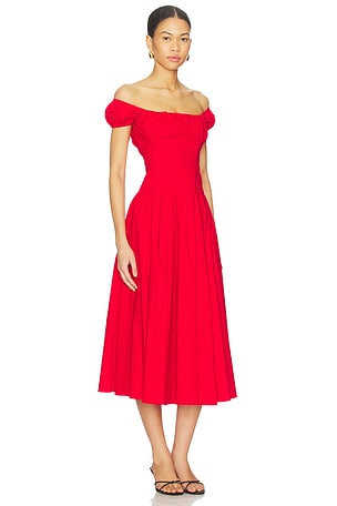 CAROLINE CONSTAS Augusta Drop Waist Maxi Dress in Red