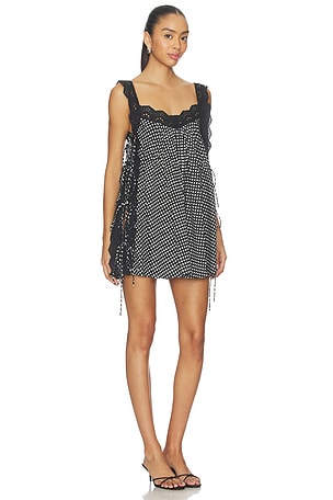 CAROLINE CONSTAS Lucilla Eyelet Mini Dress in Black