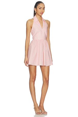 CAROLINE CONSTAS Aya Halter Mini Dress in Pink