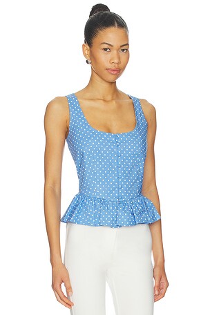CAROLINE CONSTAS Haven Sleeveless Top in Blue