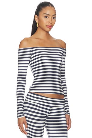 CAROLINE CONSTAS Avery Off The Shoulder Knit Top in Black