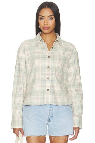 CLOSED Cropped Oversized Shirt in Green. Size S. Also