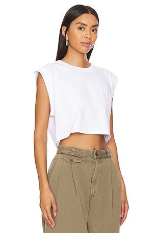 CLYQUE David Crop Top in White