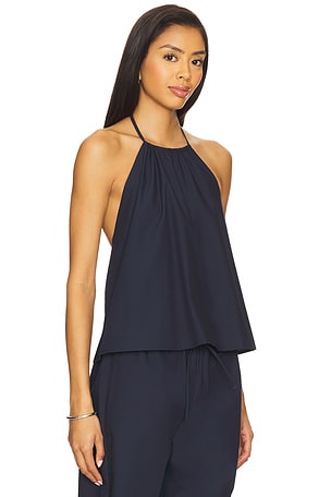 Clyque top halter tauni en color azul mareno