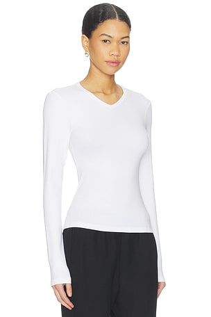CLYQUE Olivia Long Sleeve Tee in White. Size XS. Also