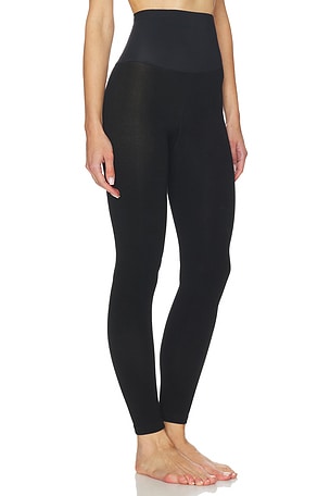 Commando Fleece Lined Opaque Footless Tights in Black
