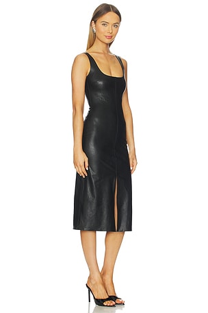 Commando Faux Leather Midi Tank Dress in Black