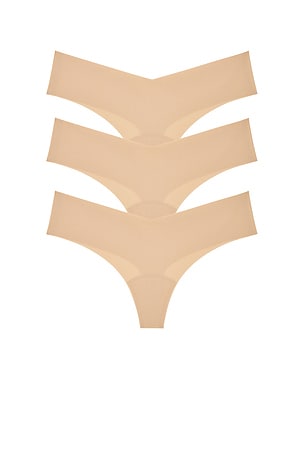 Invisible Rib One Size Thong 3 Packs Commando