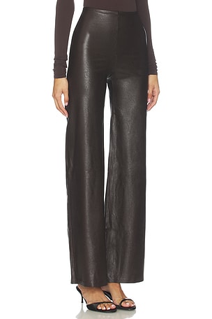 Commando Faux Leather Wide Leg Pant in Brown