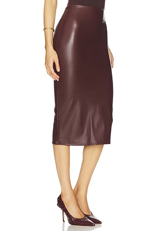 Commando Faux Leather Midi Skirt in Burgundy