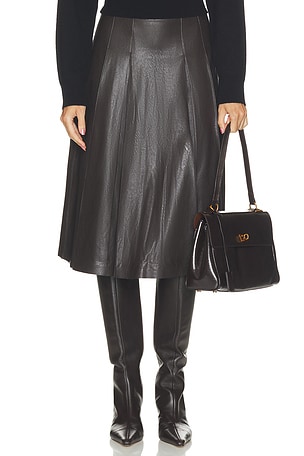Faux Leather Pleated Midi Skirt Commando