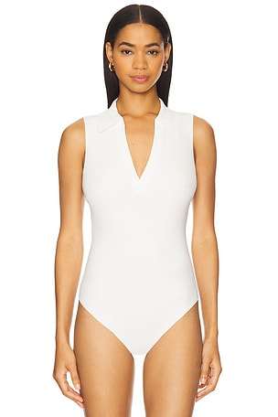 Commando Sleeveless V-neck Bodysuit in White