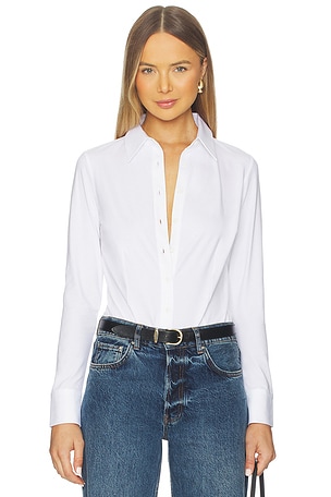 Cotton Stretch Button Down Bodysuit Commando