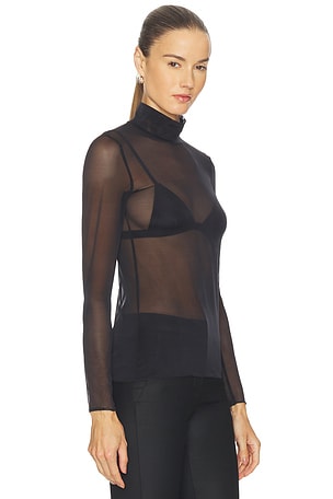 Commando Chic Mesh Long Sleeve Turtleneck in Black