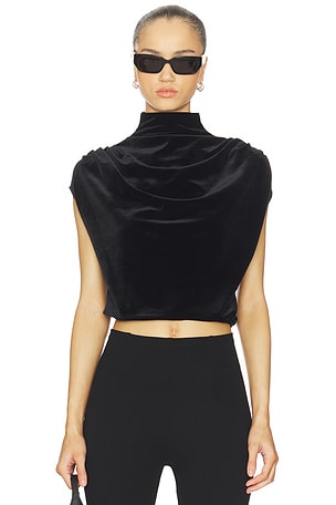 Velvet Draped Mockneck Crop Top Commando