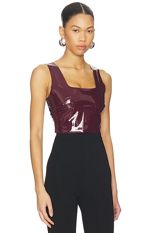 Commando Faux Patent Leather Crop Top in Burgundy