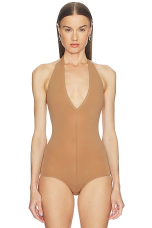Commando Ballet Deep Plunge Bodysuit en Fauve