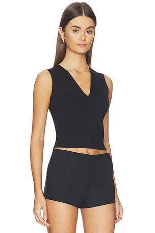 Commando Neoprene Ceo V-neck Shell Top in Black