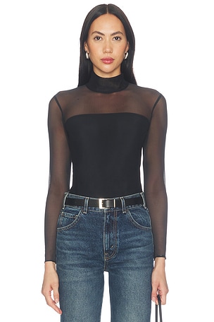 Chic Mesh Mockneck Covered Bodysuit Commando