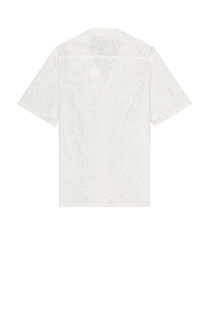 Club Monaco Short Sleeve Eyelet Shirt in White