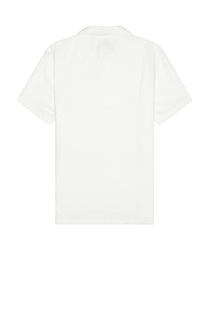 Club Monaco Loop Terry Johnny Collar Polo in White