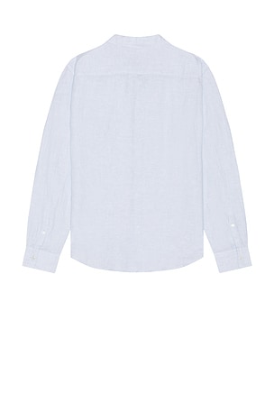 Club Monaco Slim Italian Linen Stripe Shirt in Baby Blue