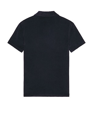 Club Monaco Loop Terry Johnny Collar Polo in Navy. Size XL/1X. Also