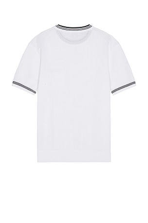 Club Monaco Open Stitch Tipped Knitted Shirt in White