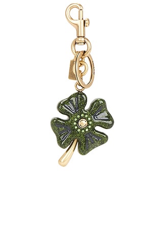 Coach Metal Four Leaf Clover Bag Charm in Green