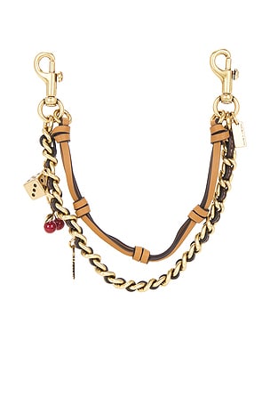 Coach Leather And Metal Swag Bag Charm in Metallic Gold