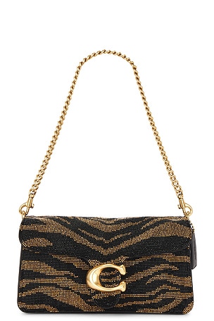Coach Beadded Tiger Tabby Shoulder Bag 26 in Black