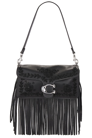 Coach Beaded Fringe Tabby Shoulder Bag 26 in Black